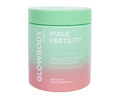 Glowbody Supps Supplement container labeled 'Male Fertility' on a white background. Male multi vitamin