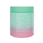 Glowbody Supps Male Fertility Supplement product container with gradient green to pink design on a white background. Ingredient panel, Male multi vitamin